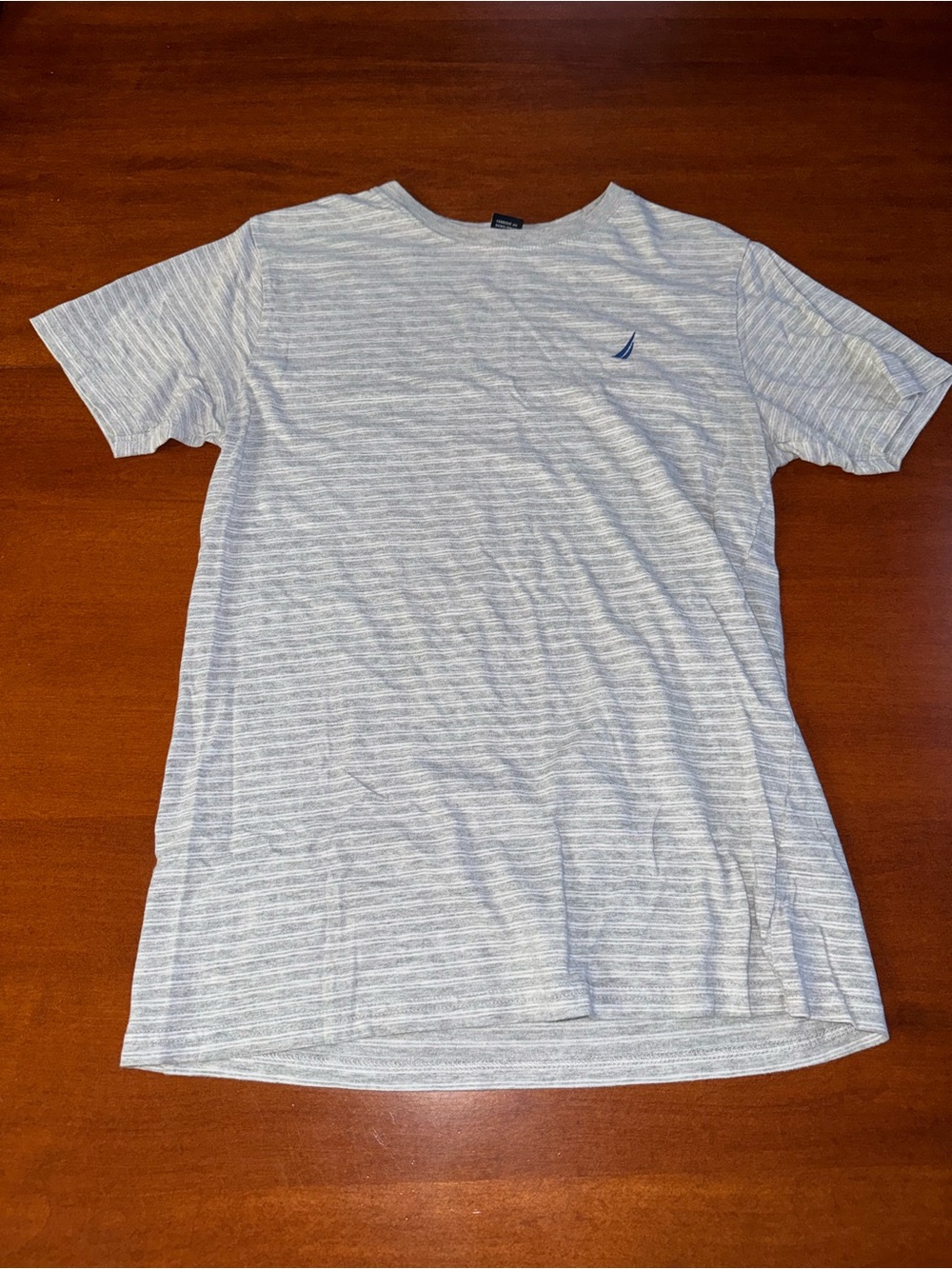 Nautica Boys Youth XL 18/20 Gray Striped Short Sleeve Logo T-Shirt